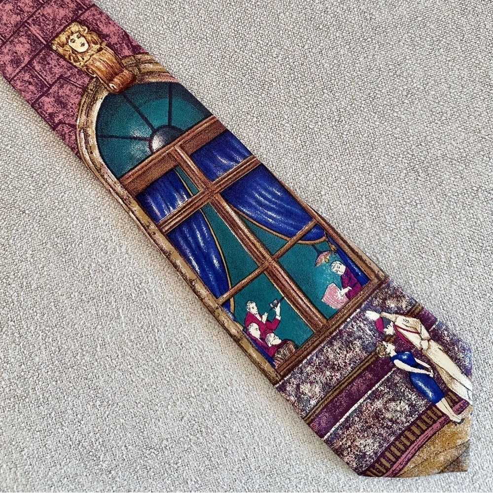 Pierre Balmain Vintage Art-Inspired Italian silk Necktie